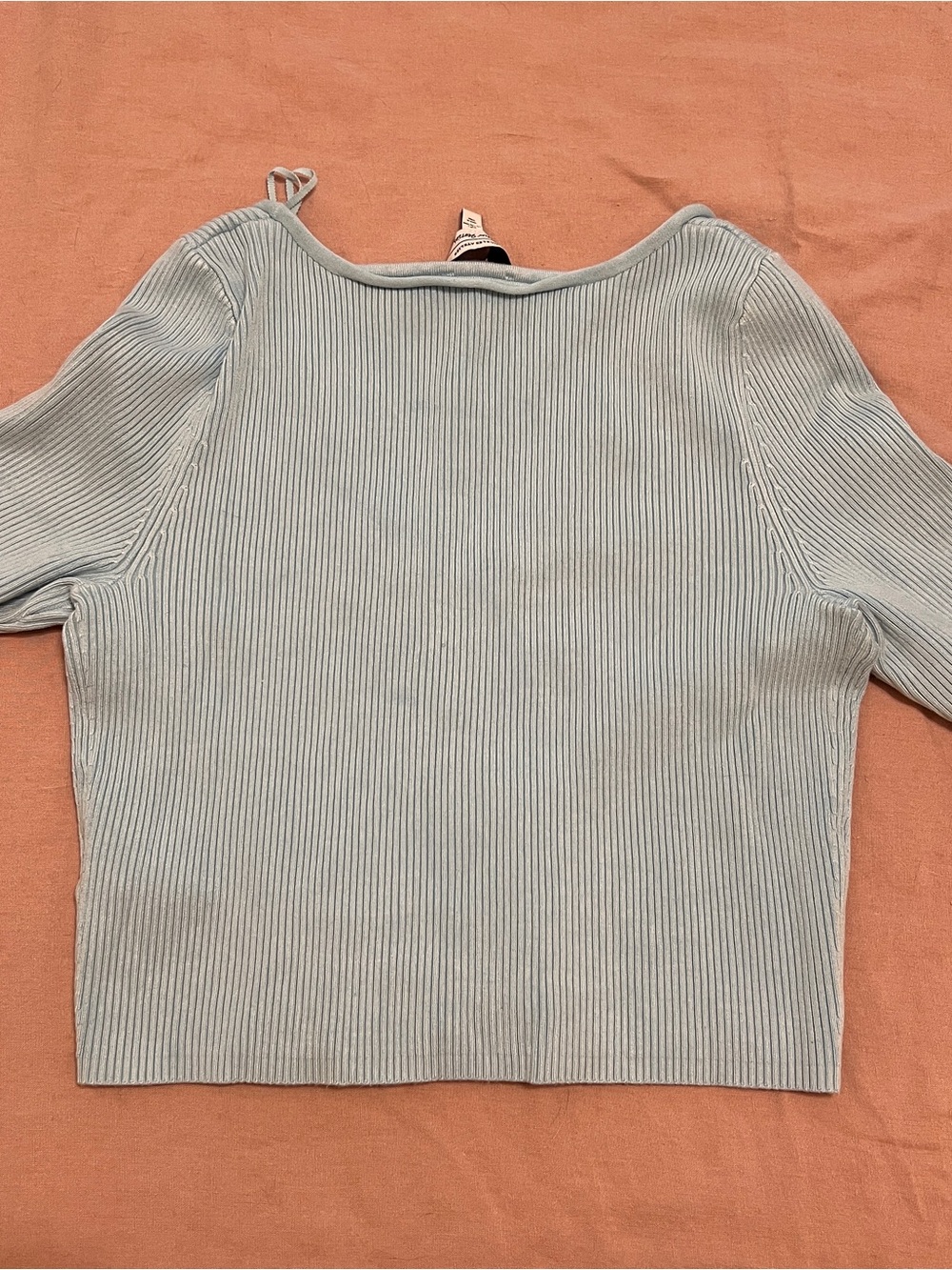 & Other Stories Light Blue Ribbed Button-Front Top - Picture 4 of 4